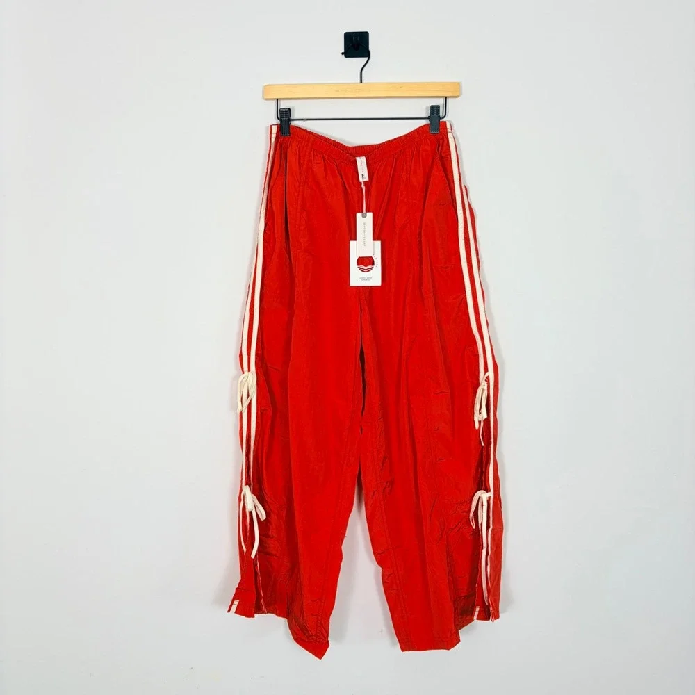 Daily Practice Anthropologie Red Parachute Bow Track Pants Women's Medium - Picture 2 of 9